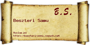 Beszteri Samu névjegykártya